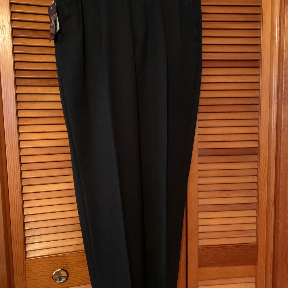 Pleated wool dress pants.